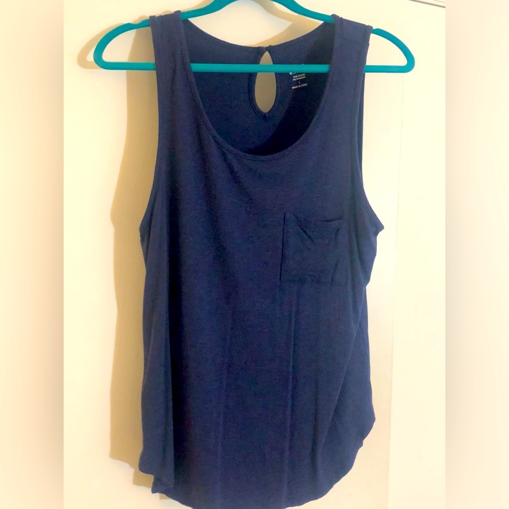 Market & Spruce Navy Blue Scoop Neck Tank Top